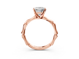 Rose gold Princess Solitaire Diamond Ring with Bamboo Band and Four-Prong Setting_32