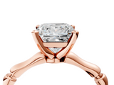 Rose gold Princess Solitaire Diamond Ring with Bamboo Band and Four-Prong Setting_33