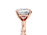 Rose gold Princess Solitaire Diamond Ring with Bamboo Band and Four-Prong Setting_34