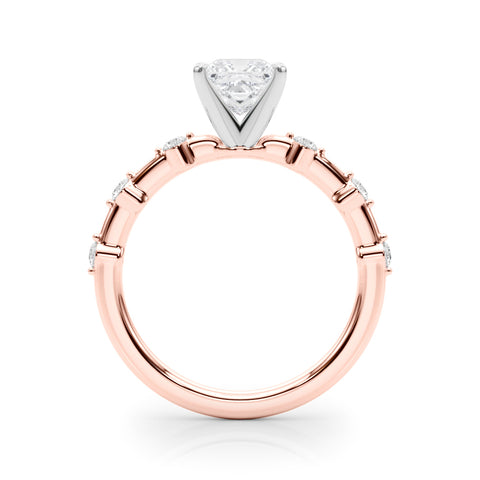 Rose gold Princess Solitaire Diamond Ring with Bezel Set Side Stones and Prong Setting 2