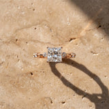 Rose gold Princess Solitaire Diamond Ring with Bezel Set Side Stones and Prong Setting_16