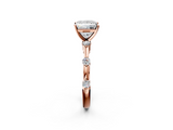 Rose gold Princess Solitaire Diamond Ring with Bezel Set Side Stones and Prong Setting_28