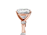 Rose gold Princess Solitaire Diamond Ring with Bezel Set Side Stones and Prong Setting_31