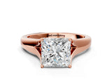Rose gold Princess Solitaire Diamond Ring with Cathedral Band and Four-Prong Setting_63