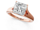 Rose gold Princess Solitaire Diamond Ring with Cathedral Band and Four-Prong Setting_64