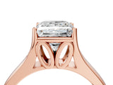 Rose gold Princess Solitaire Diamond Ring with Cathedral Band and Four-Prong Setting_67