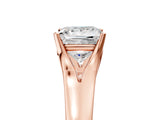 Rose gold Princess Solitaire Diamond Ring with Cathedral Band and Four-Prong Setting_68