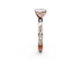 Rose gold Princess Solitaire Diamond Ring with Channel-Set Baguette Band and Four-Prong Setting_106