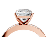 Rose gold Princess Solitaire Diamond Ring with Channel-Set Baguette Band and Four-Prong Setting_108