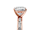 Rose gold Princess Solitaire Diamond Ring with Channel-Set Baguette Band and Four-Prong Setting_109