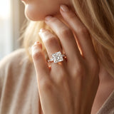 Rose gold Princess Solitaire Diamond Ring with Channel-Set Baguette Band and Four-Prong Setting_15