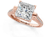 Rose gold Princess Solitaire Diamond Ring with Channel Set Band and Bezel Prong Setting_58