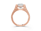 Rose gold Princess Solitaire Diamond Ring with Channel Set Band and Bezel Prong Setting_60