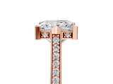 Rose gold Princess Solitaire Diamond Ring with Channel Set Band and Bezel Prong Setting_62