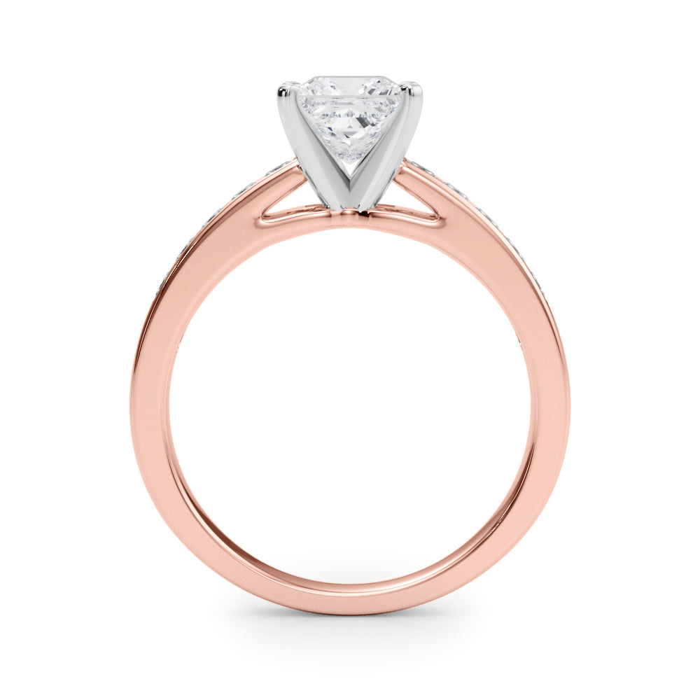 Rose gold Princess Solitaire Diamond Ring with Channel-Set Band and Four-Prong Setting 2