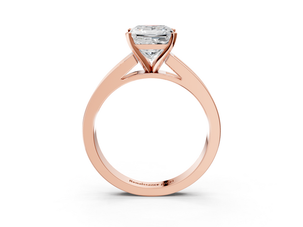Rose Gold Princess Cut Solitaire Engagement Ring Setting with Princess Channel Band