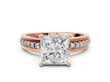Rose gold Princess Solitaire Diamond Ring with Channel Set Band and Six-Prong Setting_48