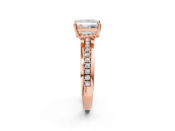 Rose Gold Princess Cut Channel Set Solitaire Engagement Ring Setting