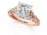 Rose gold Princess Solitaire Diamond Ring with Filigree Band and Four-Prong Setting_84