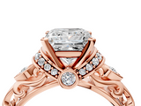 Rose gold Princess Solitaire Diamond Ring with Filigree Band and Four-Prong Setting_86
