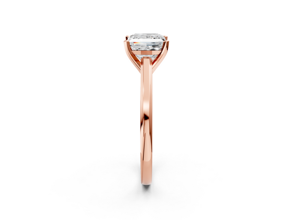 Rose gold Princess Solitaire Diamond Ring with Four-Prong Setting and Classic Band
