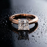 Rose gold Princess Solitaire Diamond Ring with Four-Prong Setting and Classic Band_16