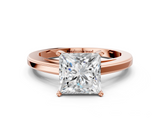 Rose gold Princess Solitaire Diamond Ring with Four-Prong Setting and Classic Band_8