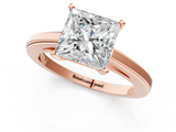 Rose gold Princess Solitaire Diamond Ring with Four-Prong Setting and Classic Band_9