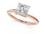 Rose gold Princess Solitaire Diamond Ring with Four-Prong Setting on a Plain Band_21