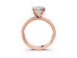 Rose gold Princess Solitaire Diamond Ring with Milgrain and Black Enamel X Pattern Band_231