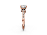 Rose gold Princess Solitaire Diamond Ring with Pavé Band and Four-Prong Setting_88