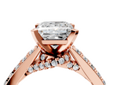 Rose gold Princess Solitaire Diamond Ring with Pavé Band and Four-Prong Setting_90