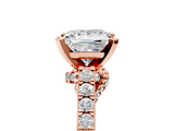 Rose gold Princess Solitaire Diamond Ring with Pavé Band and Four-Prong Setting_91