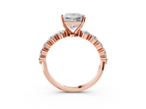 Rose gold Princess Solitaire Diamond Ring with Pave Band and Four-Prong Setting_204