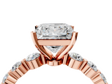 Rose gold Princess Solitaire Diamond Ring with Pave Band and Four-Prong Setting_205