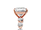 Rose gold Princess Solitaire Diamond Ring with Pave Band and Four-Prong Setting_206