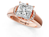 Rose gold Princess Solitaire Diamond Ring with Pave Band and Six-Prong Setting_36