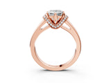 Rose gold Princess Solitaire Diamond Ring with Pave Band and Six-Prong Setting_38
