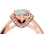 Rose gold Princess Solitaire Diamond Ring with Pave Band and Six-Prong Setting_39