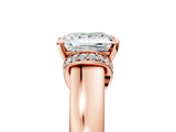 Rose gold Princess Solitaire Diamond Ring with Pave Band and Six-Prong Setting_40