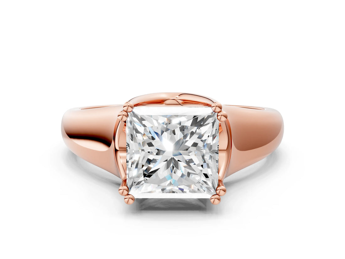 Rose gold Princess Solitaire Diamond Ring with Six-Prong Cathedral Setting_32