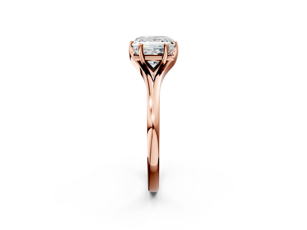 Rose gold Princess Solitaire Diamond Ring with Six-Prong Setting and Tapered Band