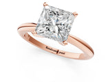 Rose gold Princess Solitaire Diamond Ring with Six-Prong Setting on a Classic Band 1