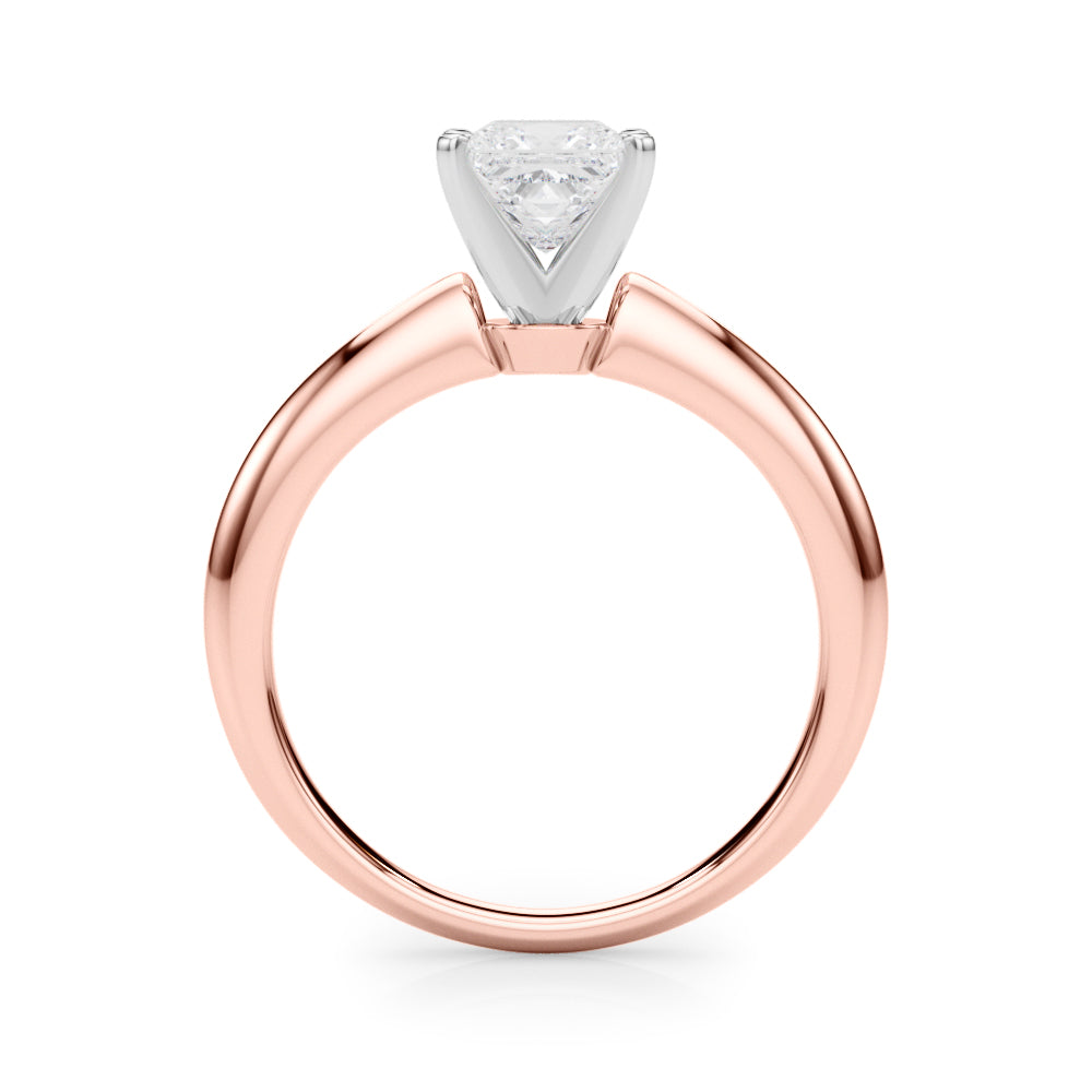 Rose gold Princess Solitaire Diamond Ring with Six-Prong Setting on a Classic Band 2