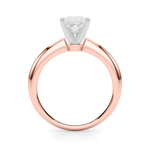 Rose gold Princess Solitaire Diamond Ring with Six-Prong Setting on a Classic Band 2