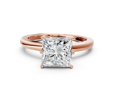 Rose gold Princess Solitaire Diamond Ring with Six-Prong Setting on a Classic Band_3