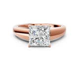 Rose gold Princess Solitaire Diamond Ring with Tapered Band and Four-Prong Setting_49