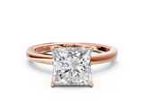 Rose gold Princess Solitaire Diamond Ring with Thin Band and Four-Prong Setting_3