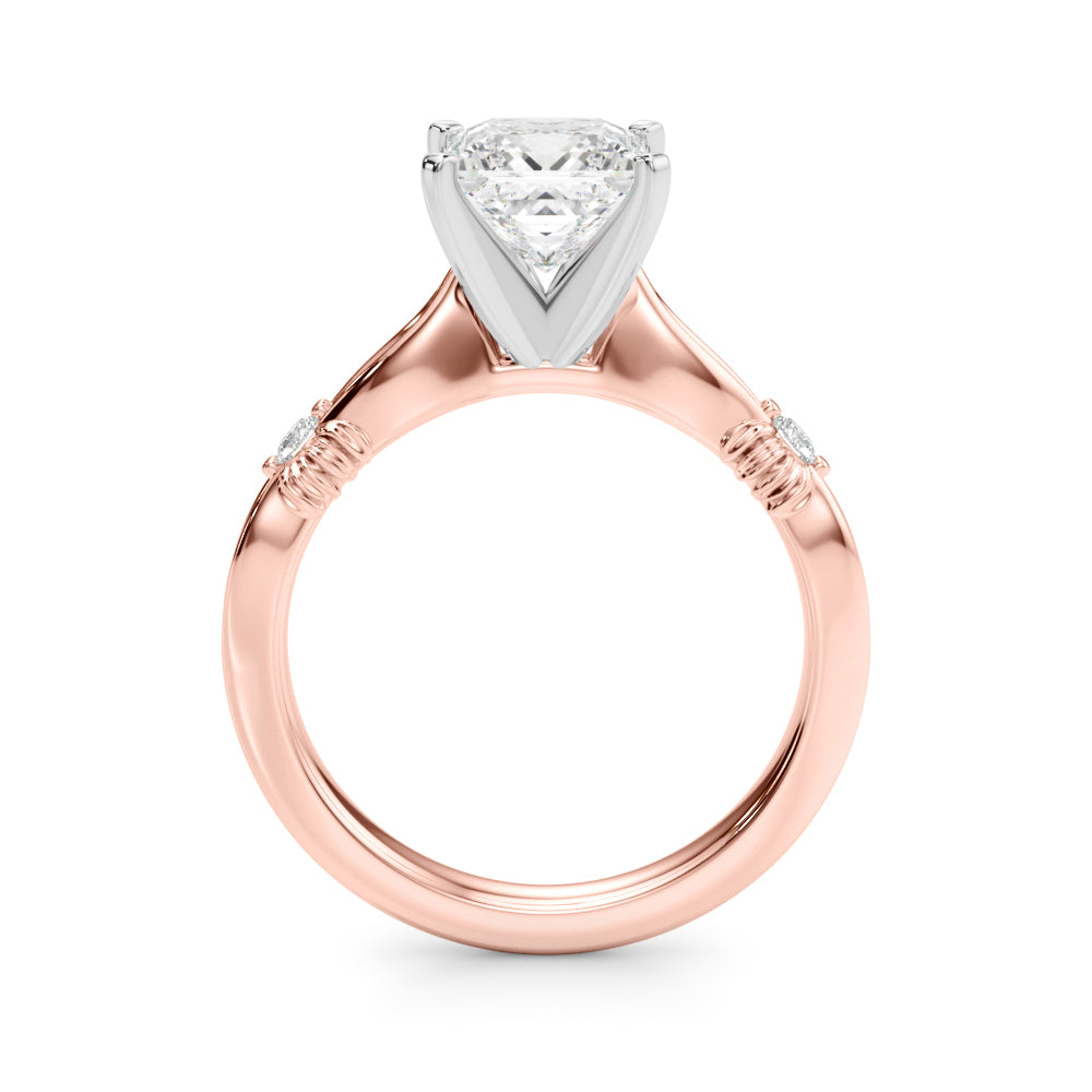 Rose gold Princess Solitaire Diamond Twisted Band with Four-Prong Setting 2