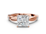 Rose gold Princess Solitaire Diamond Twisted Band with Four-Prong Setting_60